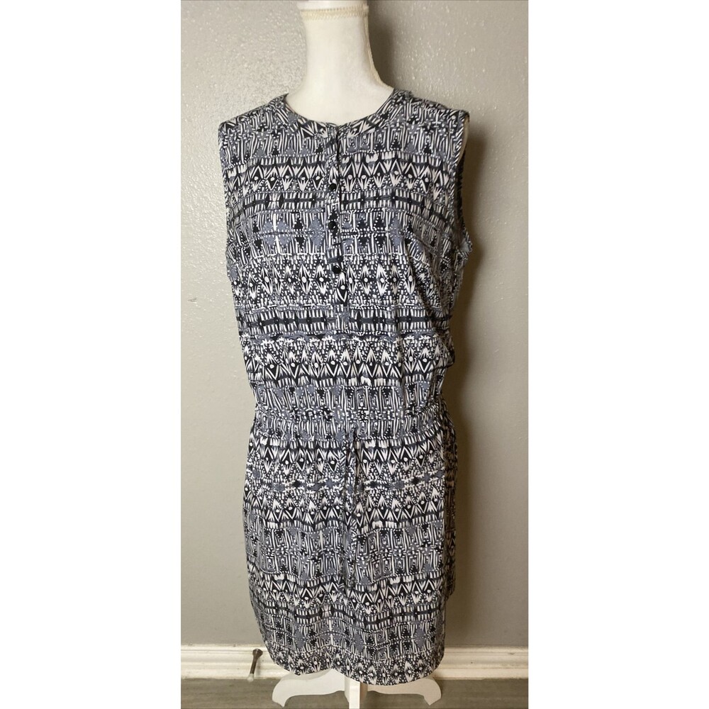 GERRY Active Shirt Dress Large Blouson Geometric Pockets LIghtweight